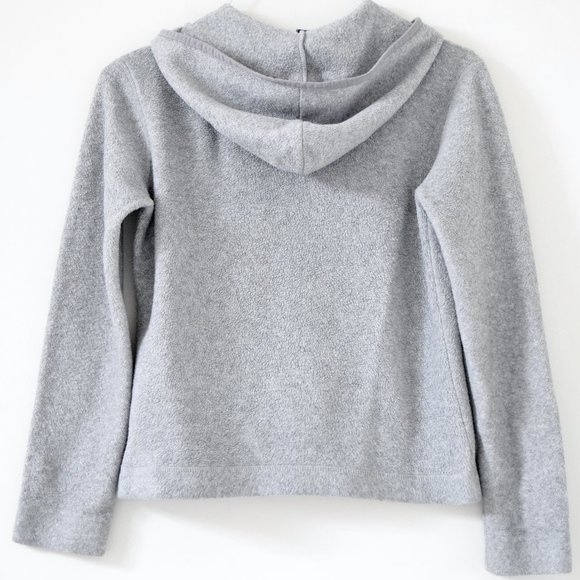 GAP Grey Stretch Teddy Fleece Zip Up Hooded Sweatshirt Jacket | Size S - Picture 6 of 7